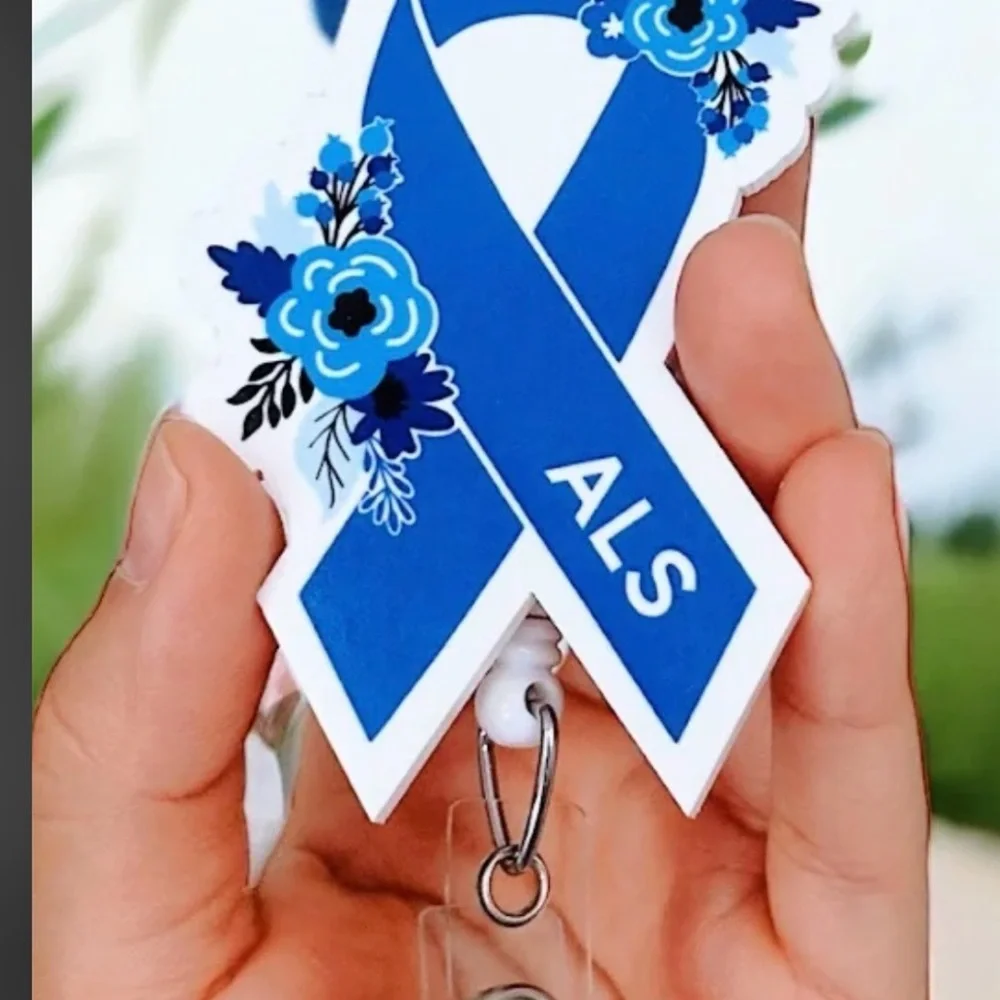 Blue ALS Awareness Ribbon Keychain - Picture 1 of 3